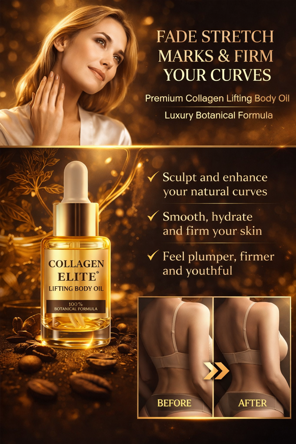 Collagen Lifting Body Oil, Beauty Women Tight Skin